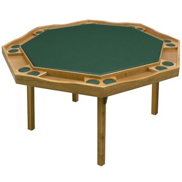 Poker Table: Octagonal Poker Table with Folding Wooden Legs, Modern Style, 57 in. Diameter, Oak Fini